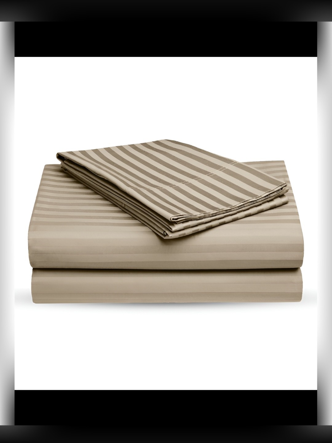 

BED-SHEET.COM Cream-Coloured & Khaki Striped 180 TC King Bedsheet with 2 Pillow Covers