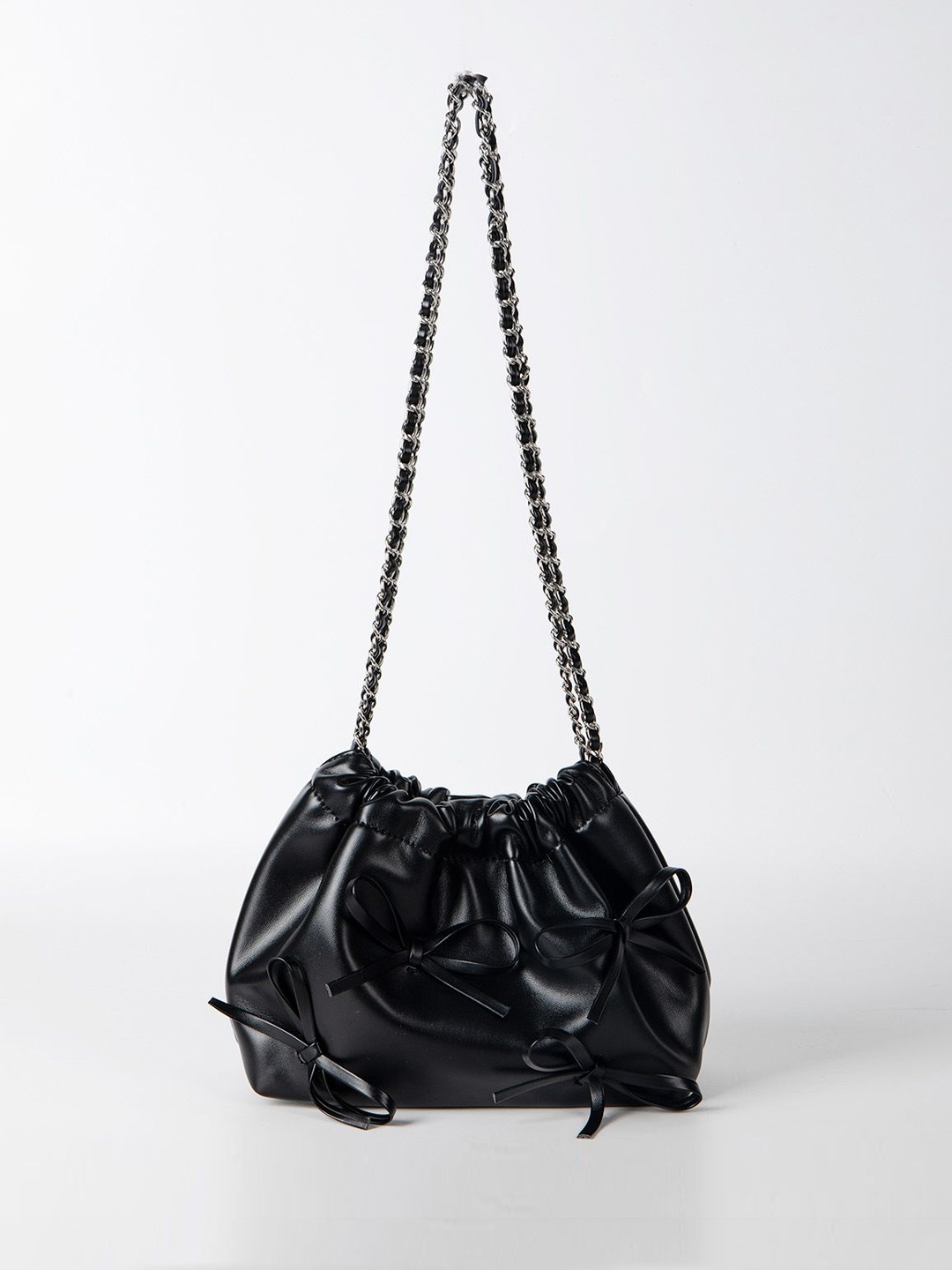 

RAVE PU Bucket Shoulder Bag with Tasselled, Black