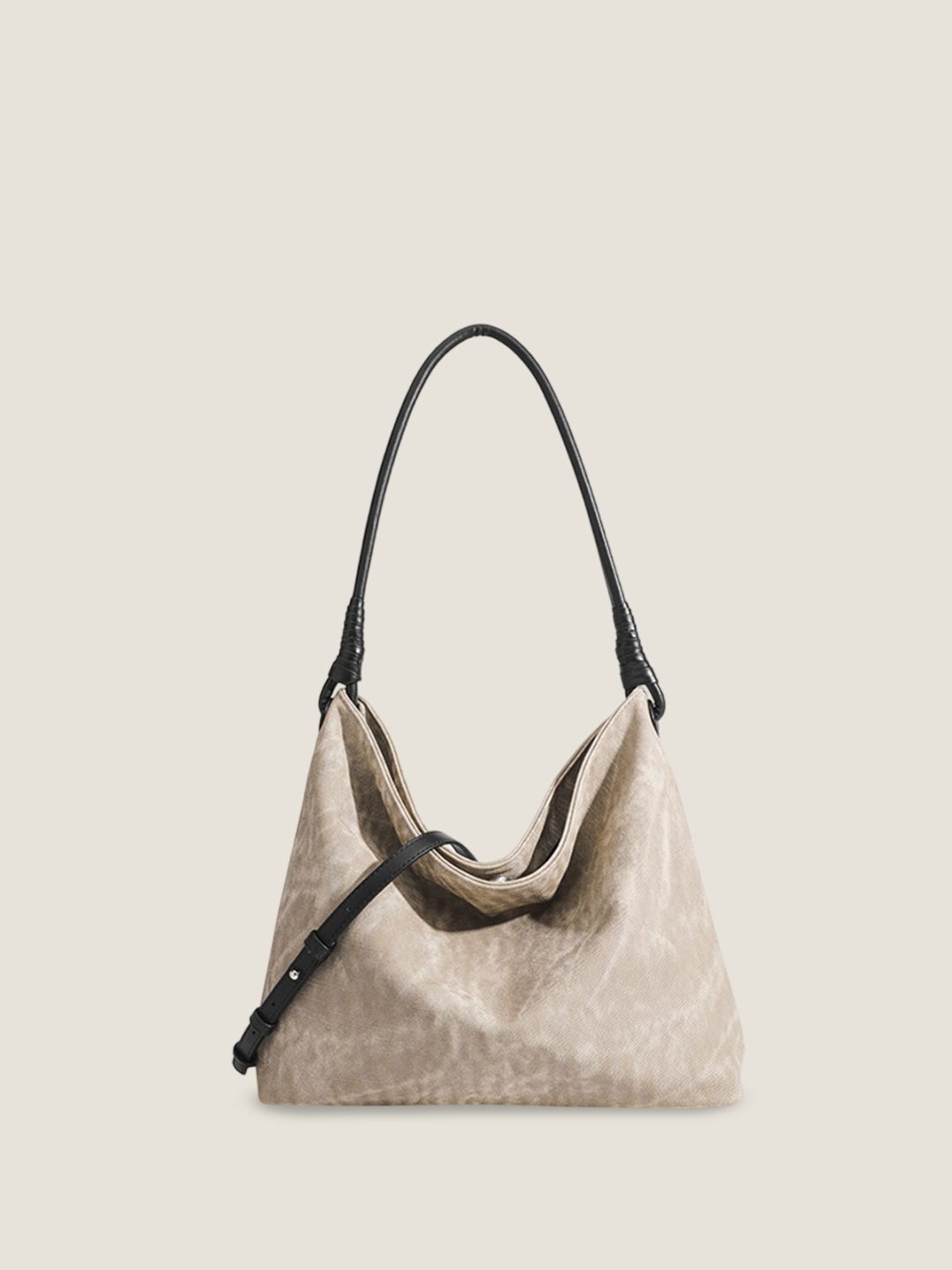 

RAVE Textured PU Oversized Structured Hobo Bag with Quilted, Grey