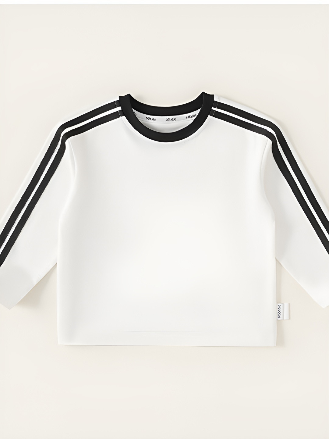 

LULU & SKY Boys Striped Round Neck Cotton T-shirt, White