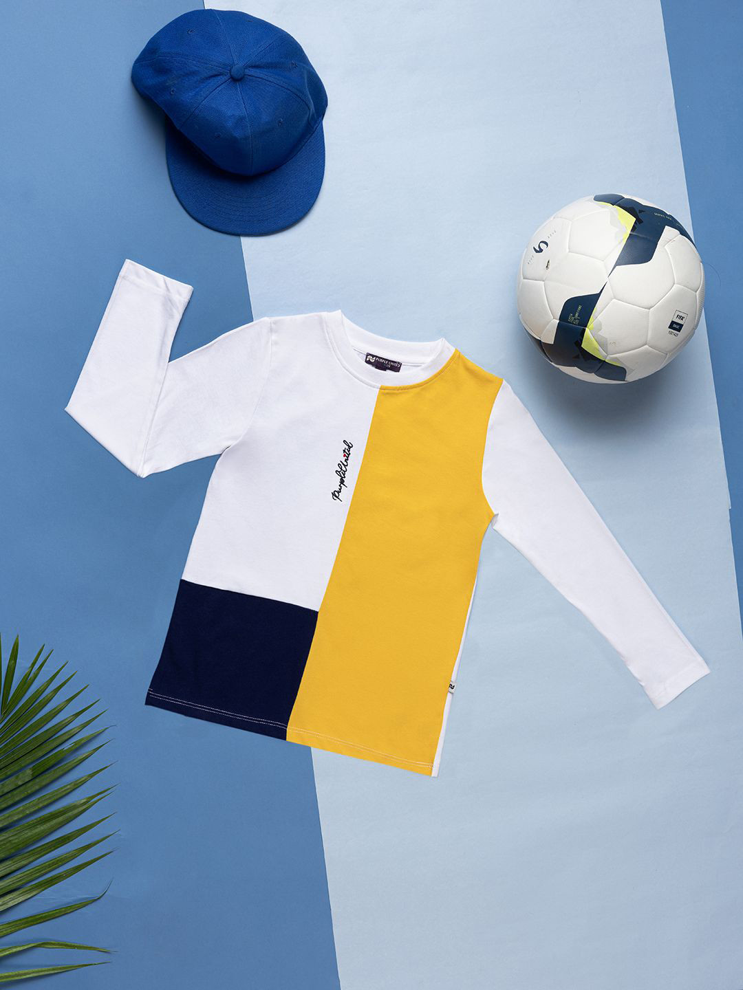 

Purple United Kids Boys Colourblocked Round Neck Cotton T-shirt, Yellow