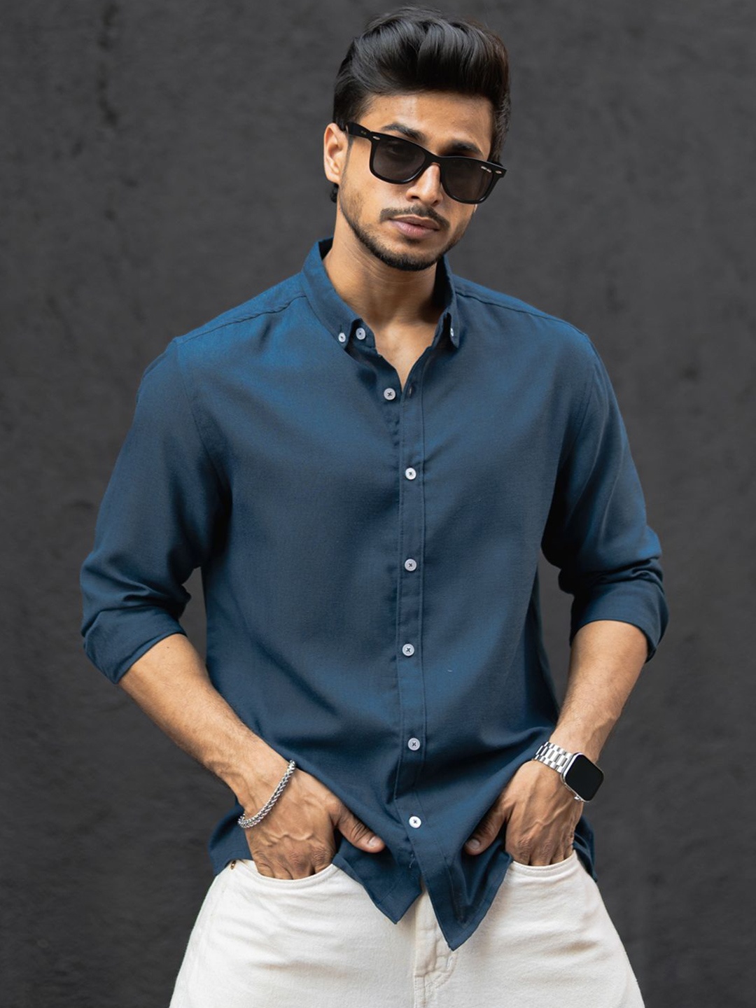 

Powerlook Men Opaque Casual Shirt, Blue