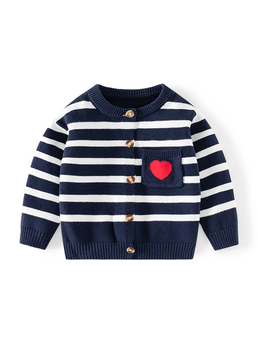 

LULU & SKY Boys Striped Cotton Front-Open Sweaters, White