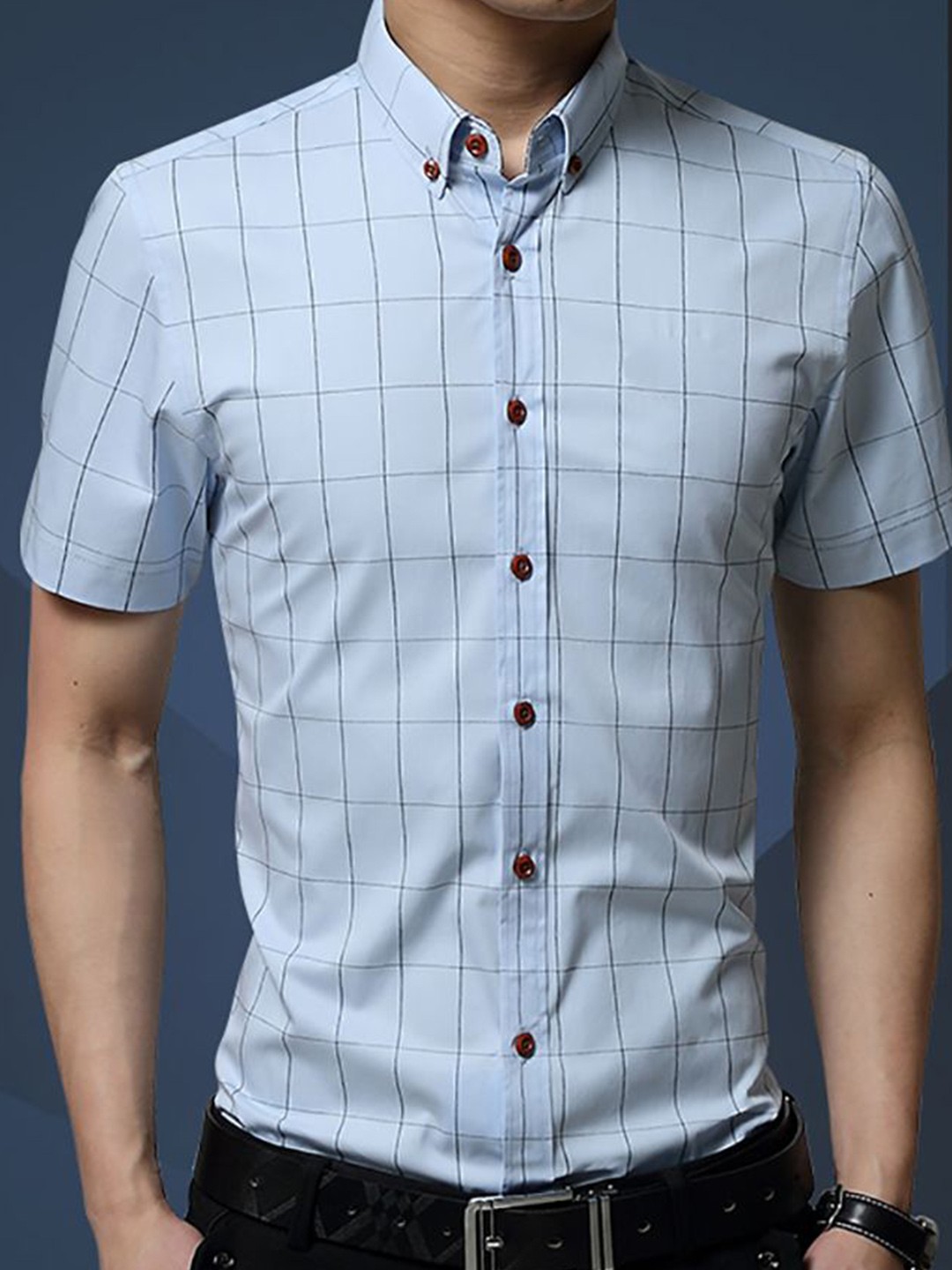 

StyleCast x Revolte Men Opaque Checked Casual Shirt, Blue