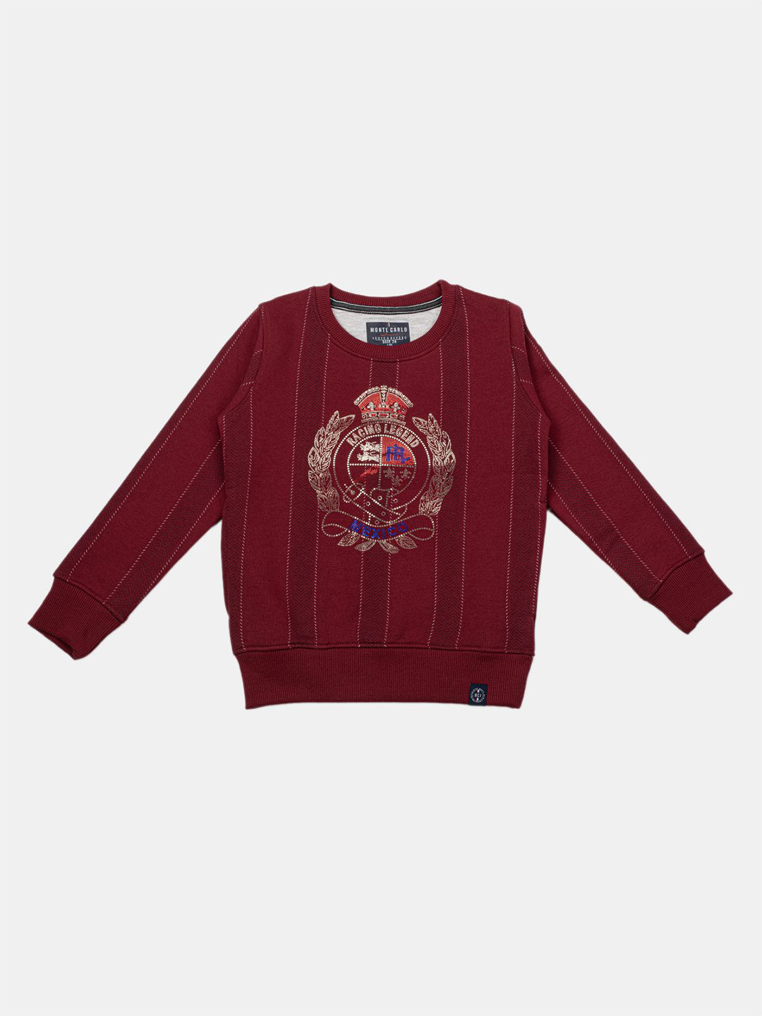 

Albion By CnM Boys Printed Round Neck Long Sleeves Pullover Sweatshirt, Maroon