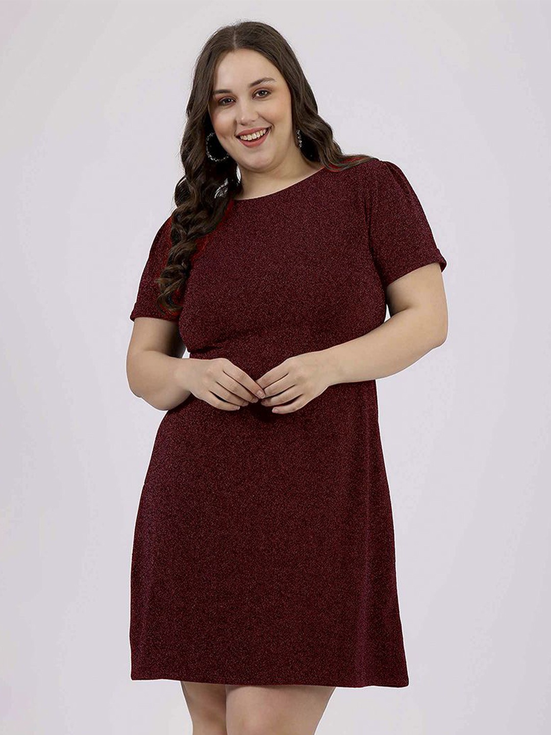 

Curvy Lane Women Plus Size Embellished A-Line Midi Dress, Maroon