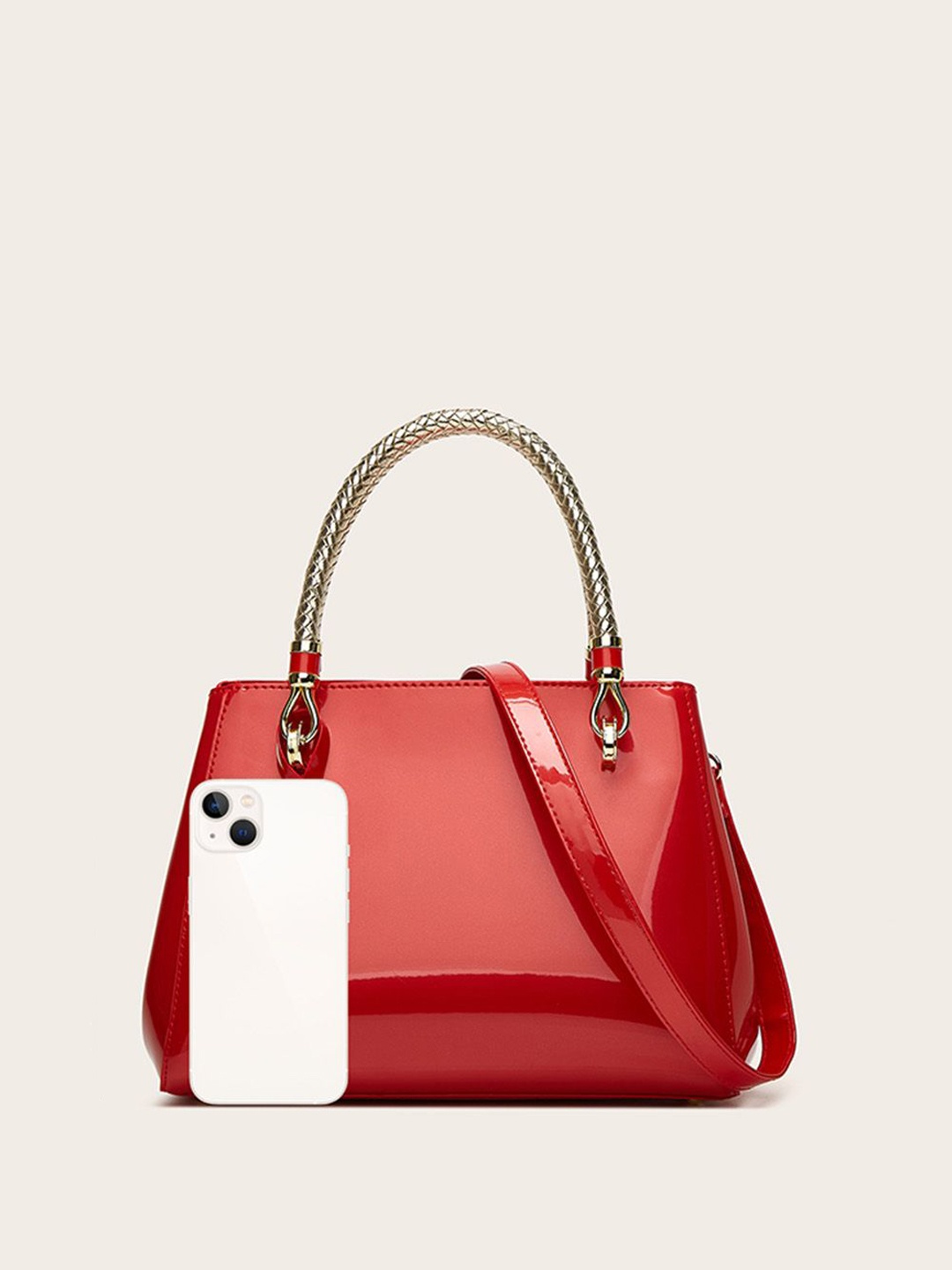 

RAVE PU Structured Handheld Bag, Red