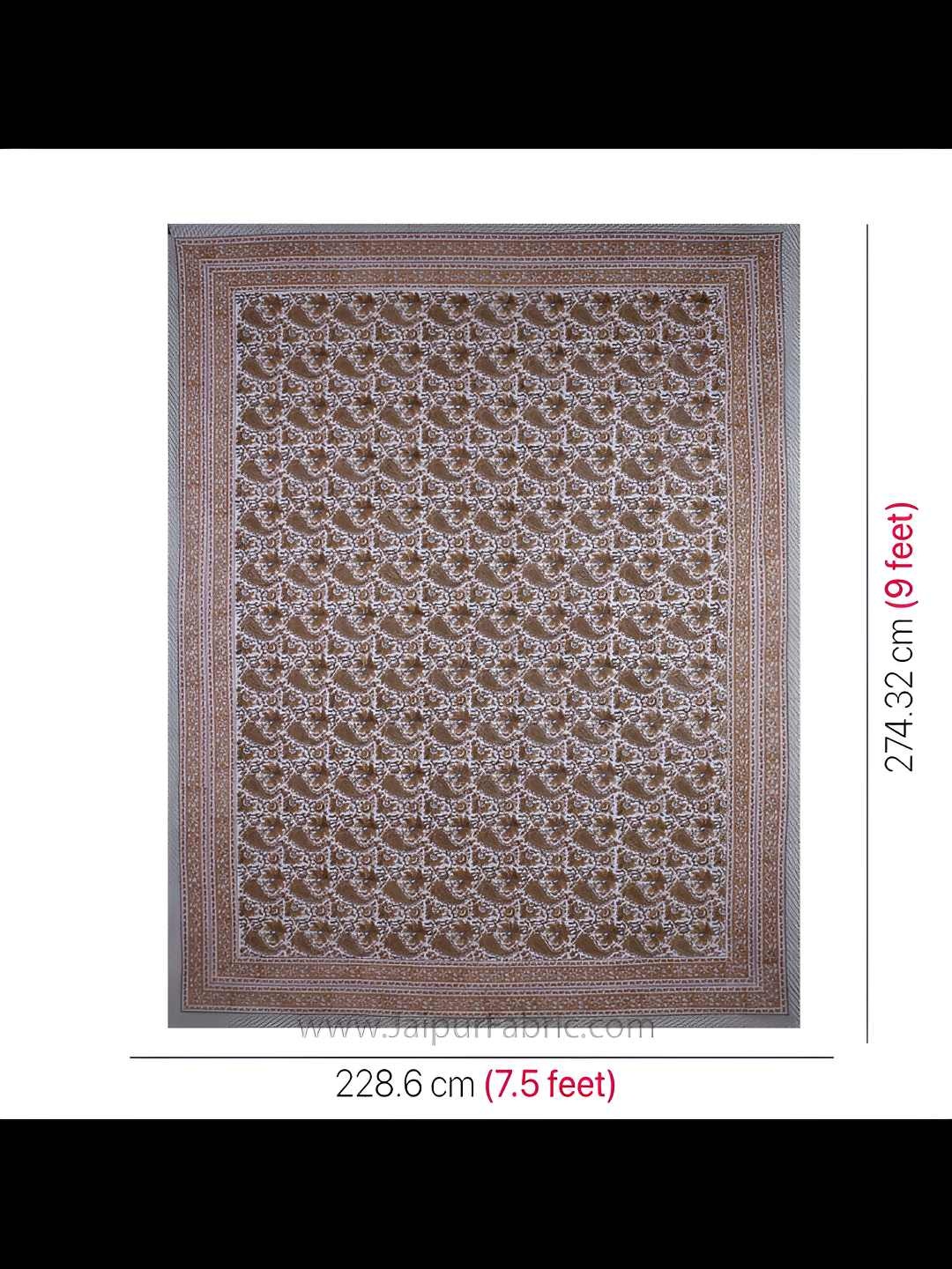 

BED-SHEET.COM Brown & White Ethnic Motifs King Bedsheet with 2 Pillow Covers
