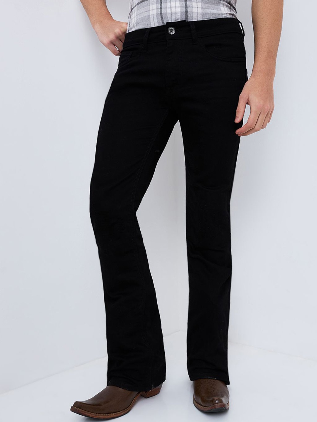 

mode de base Men Bootcut Low-Rise Stretchable Jeans, Black