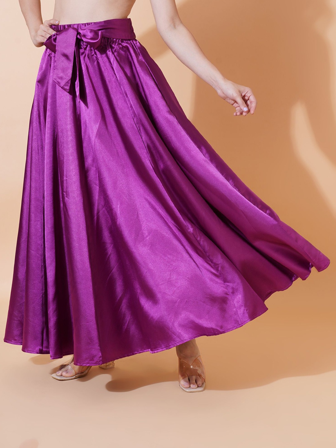 

IX IMPRESSION Women Flared Maxi Skirt, Purple