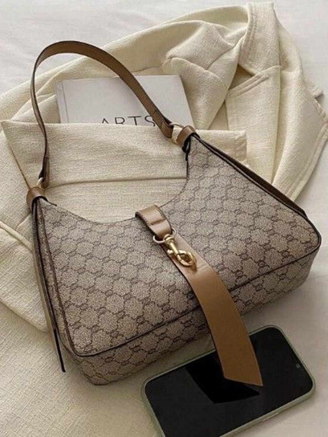 

StyleCast Textured Structured Handheld Bag, Cream