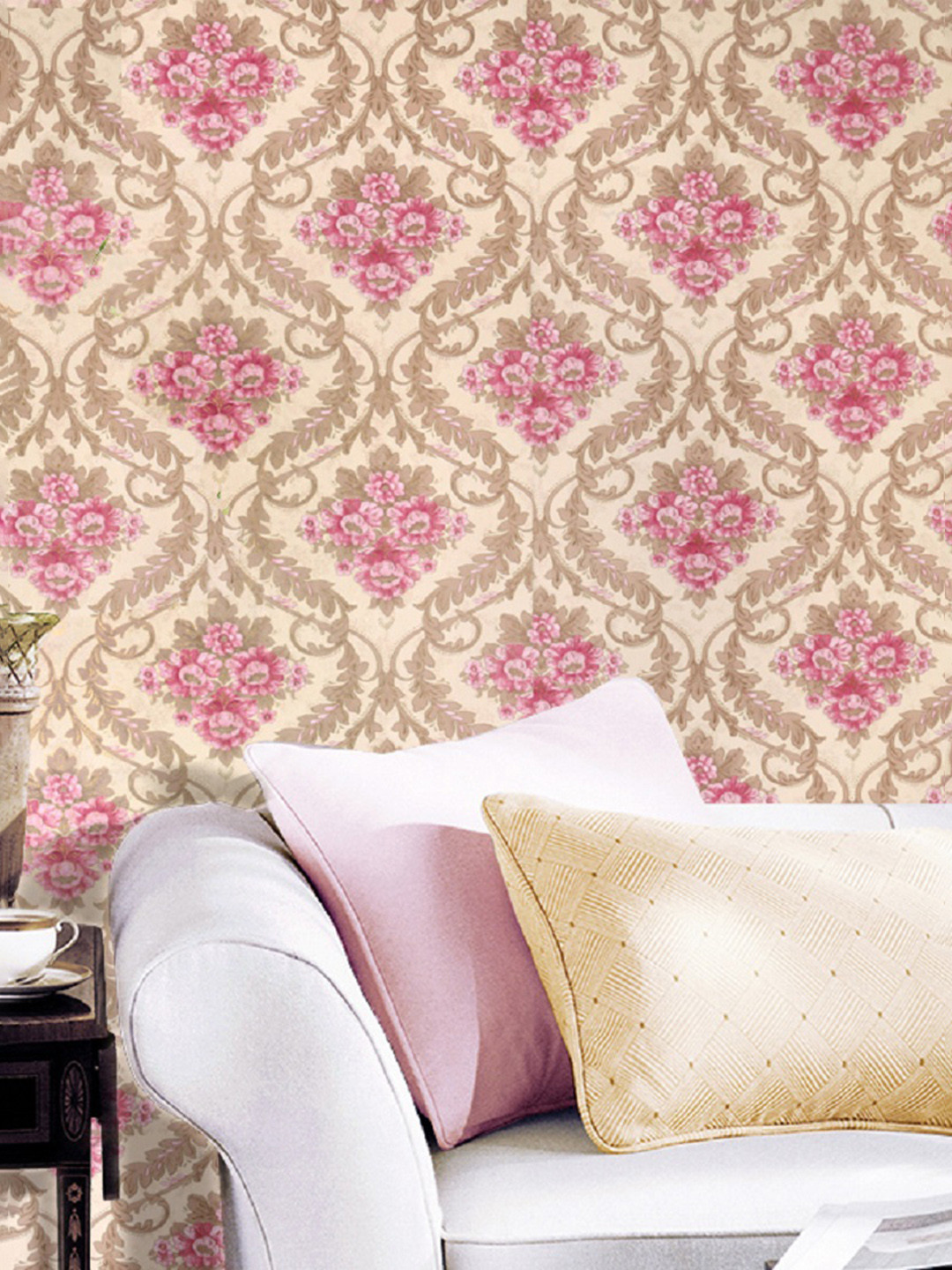 

Asian royal Beige & Pink Printed Waterproof Wallpaper