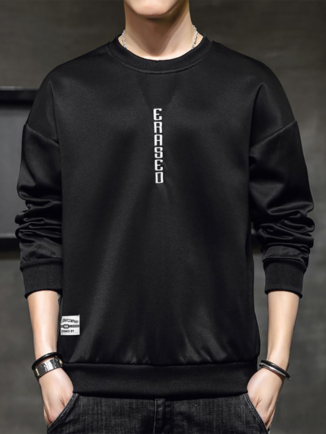 

StyleCast x Revolte Men Printed Round Neck Pullover Sweatshirt, Black