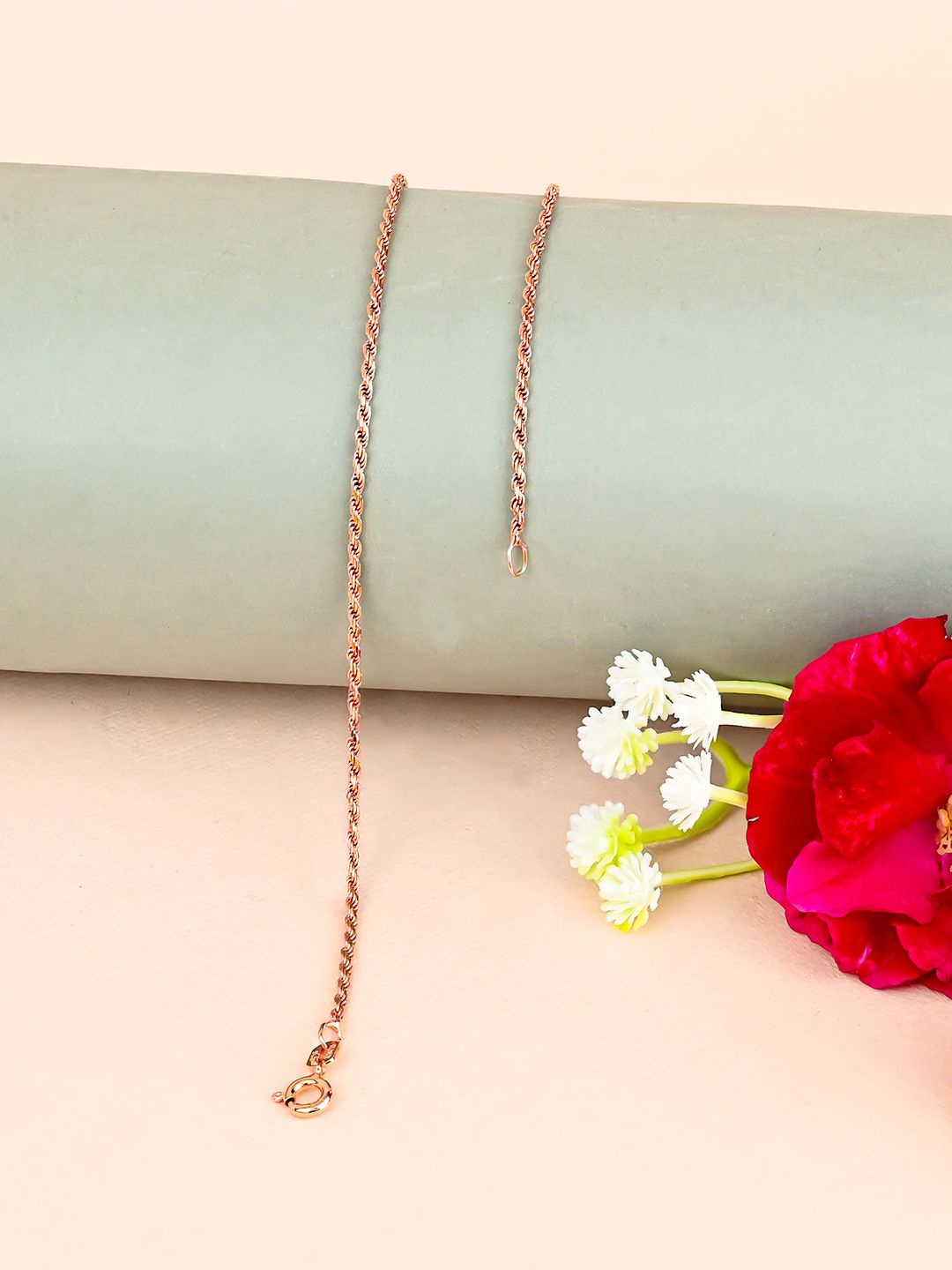 

TOUCH925 Silver Single Anklet, Rose gold