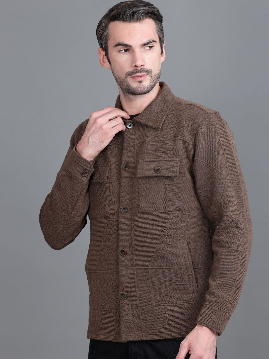 

Antiloop Men Open Front Jacket, Brown