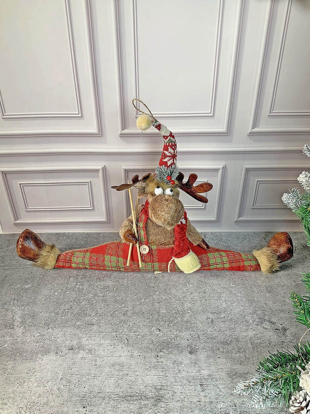 

Little Surprise Box LLP Brown & Red Split Reindeer Christmas Festive Decor