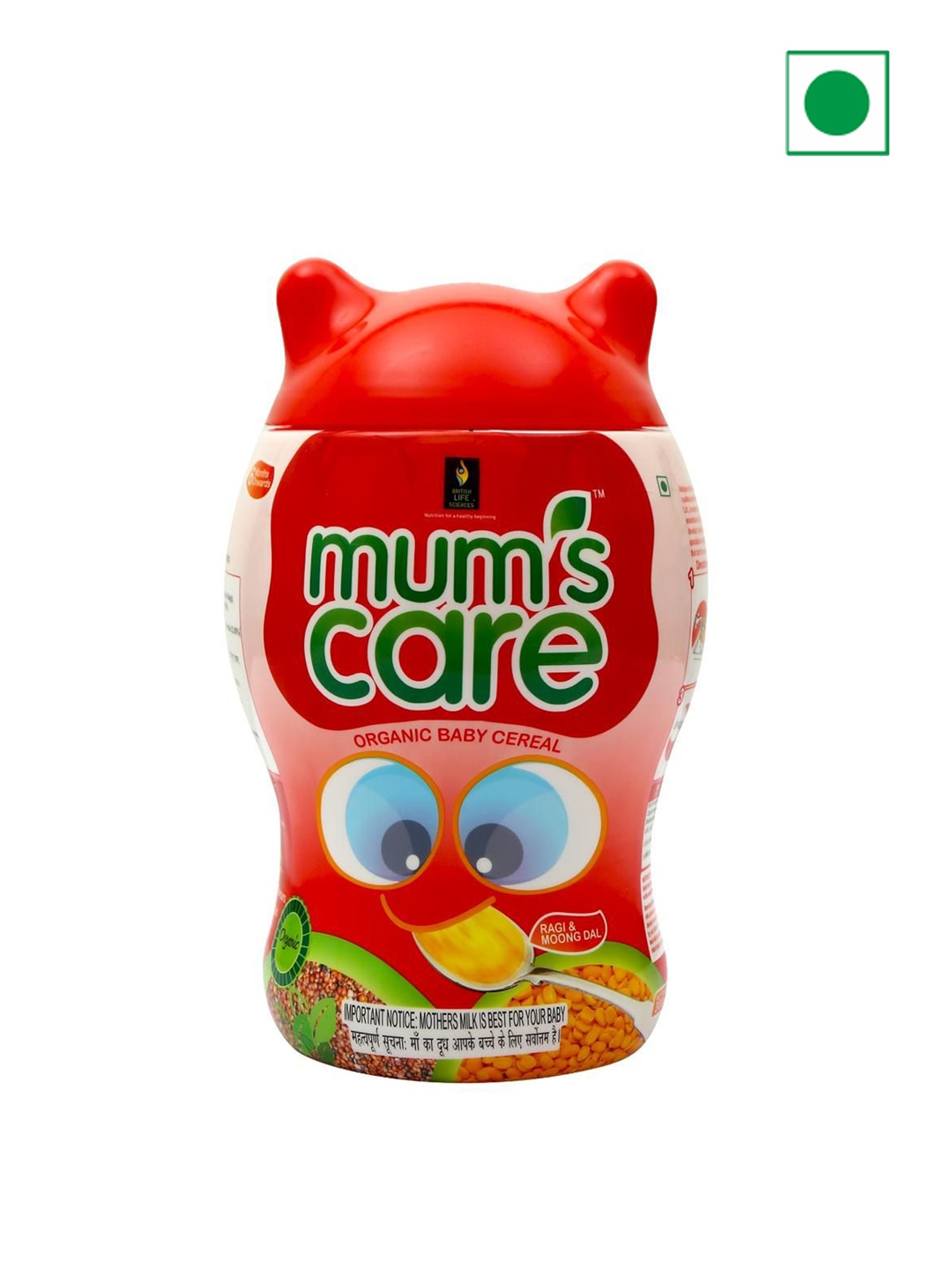 

British Life Sciences Mums Care Baby Cereal - 300 g - Ragi & Moongdal, White