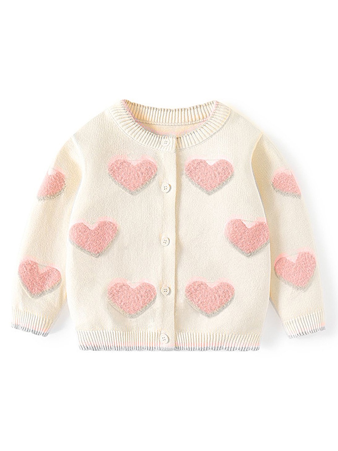 

LULU & SKY Girls Self Design Cardigan Sweater, Off white