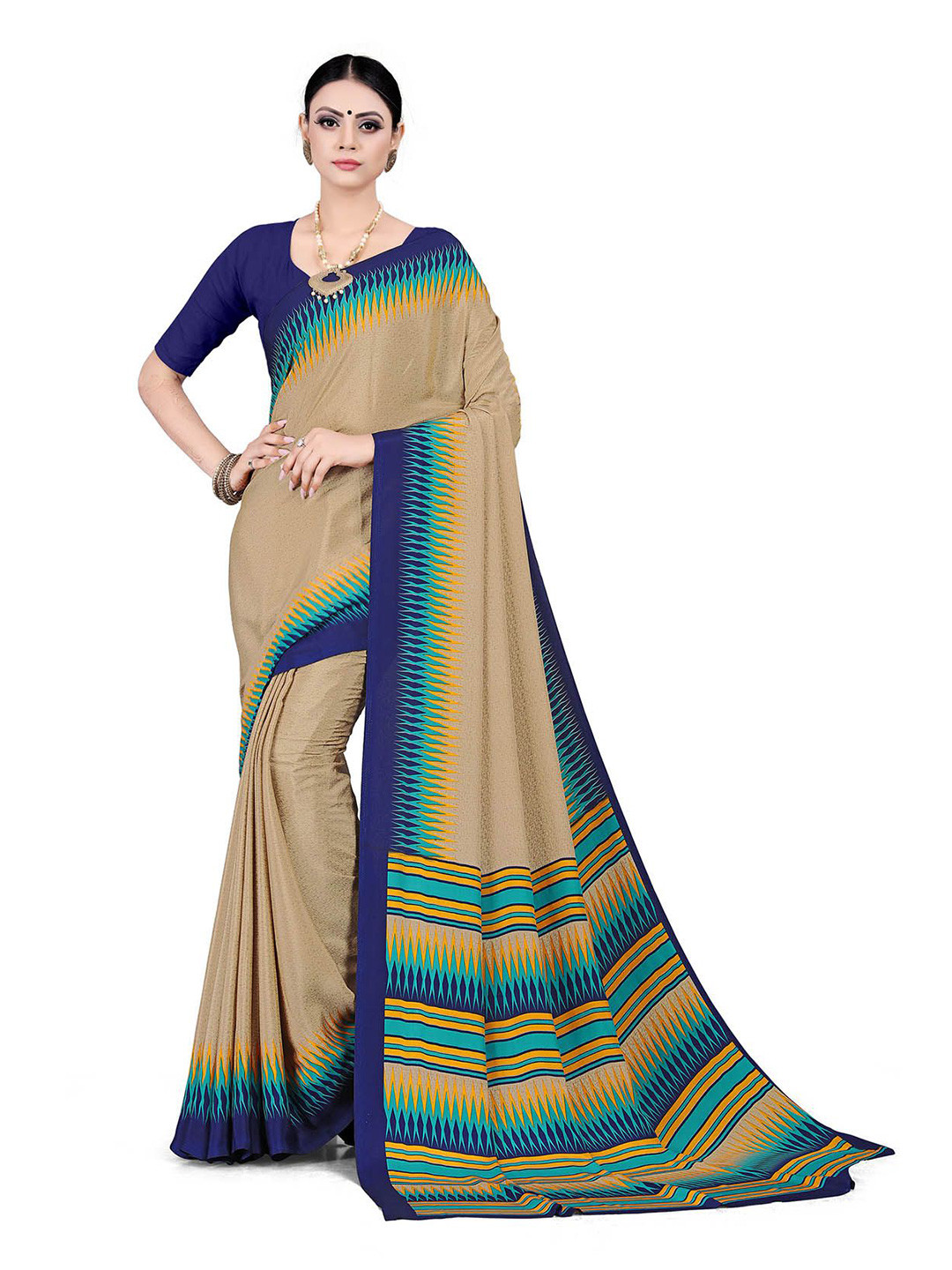 

Navvi Geometric Printed Saree, Grey
