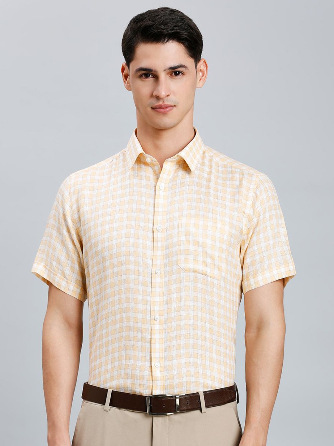 

Reid & Taylor Men Classic Opaque Checked Formal Shirt, Orange