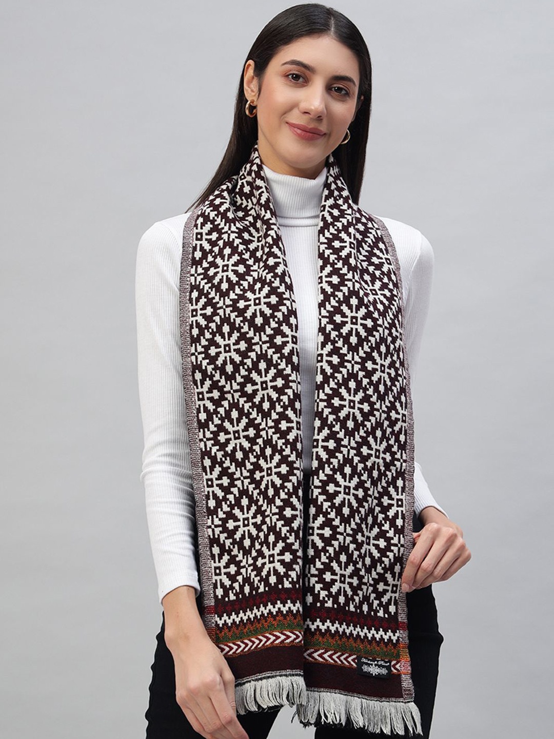 

HANDICRAFT PALACE Women Printed Reversible Woven Scarf, Maroon