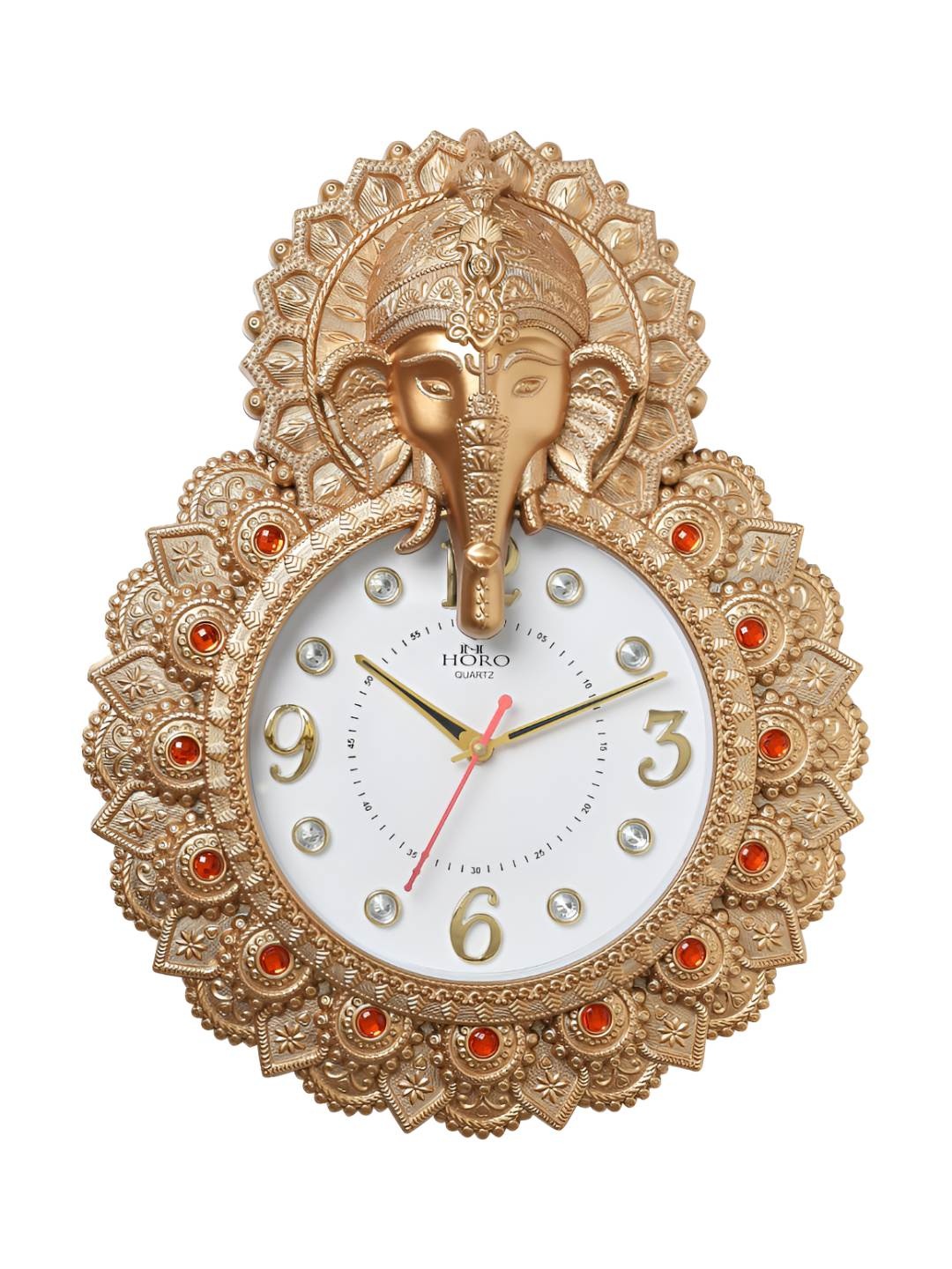 

Horo Gold-Toned & White Ganesh Printed Traditional Analogue Wall Clock