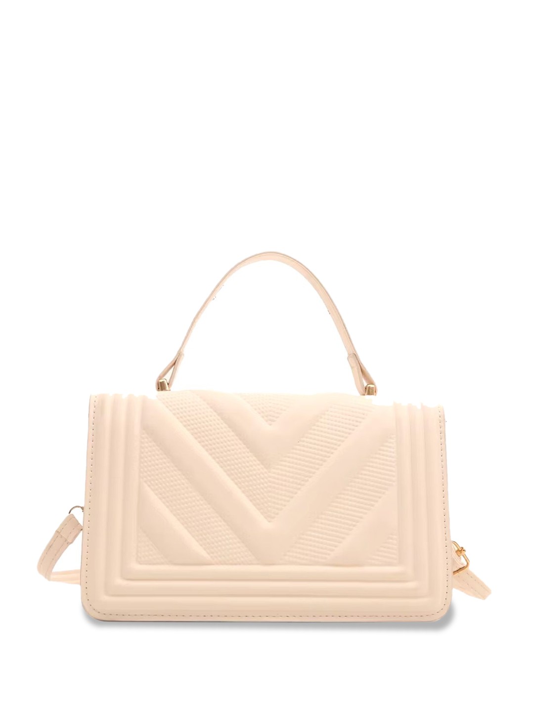

StyleCast Checked Structured Sling Bag with Quilted, Cream