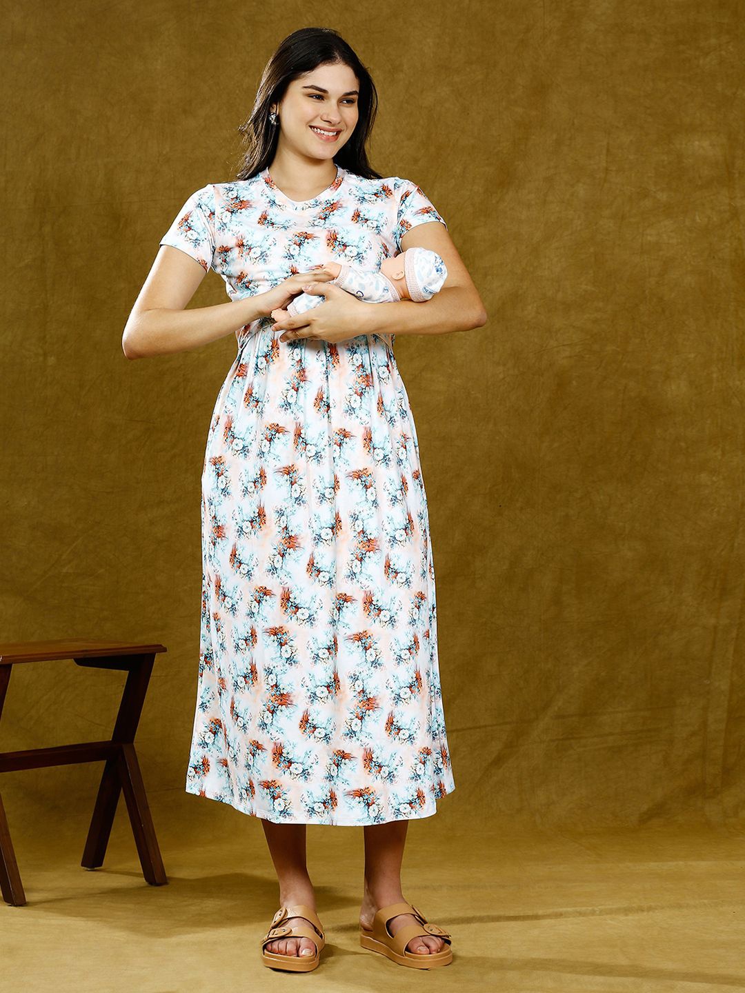 

True Shape Printed Maternity Midi Dress, White