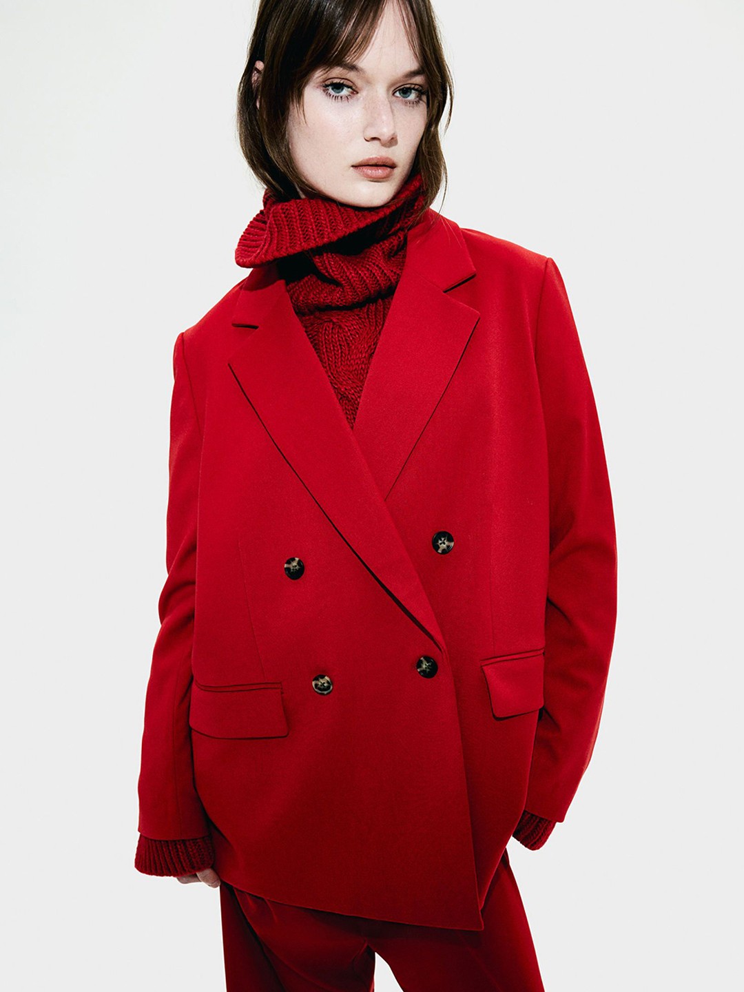 

H&M Double Breasted Blazer, Red