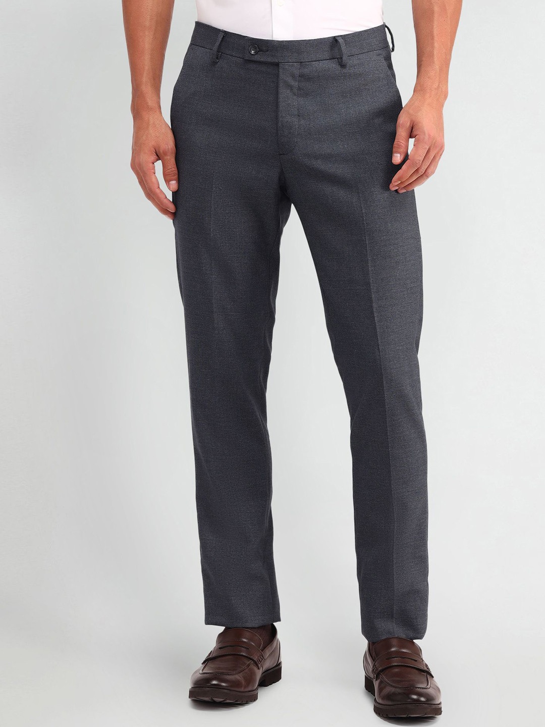 

Arrow Men Smart Slim Fit Formal Trousers, Grey