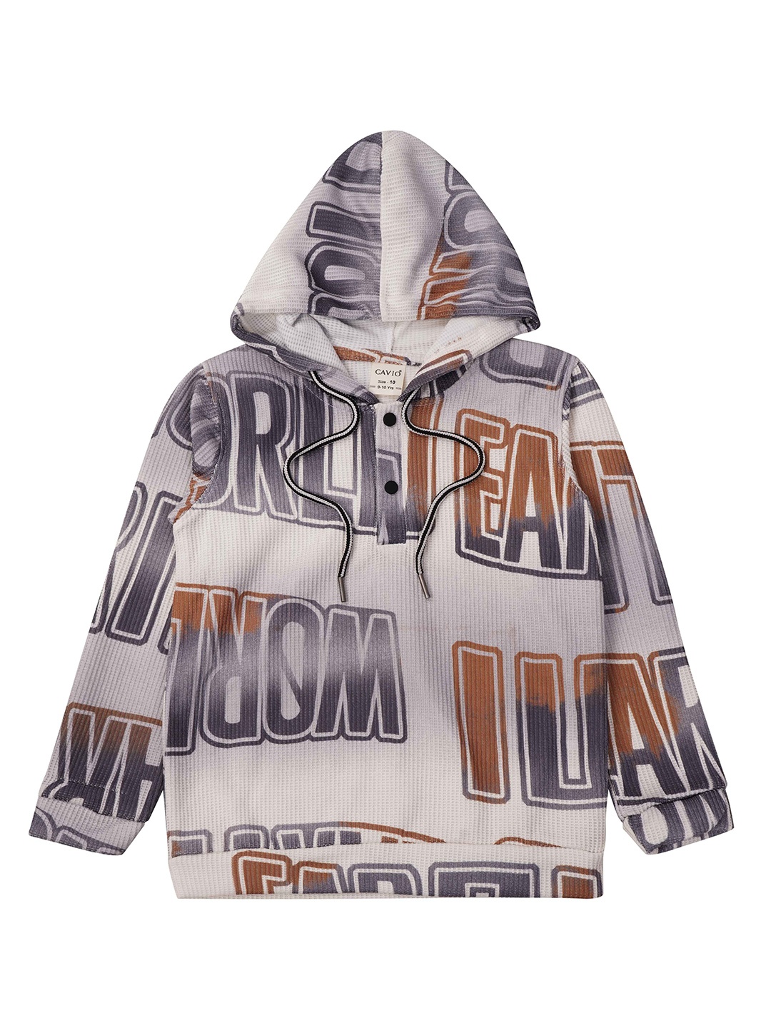 

CAVIO Boys Typography Printed Cotton Hooded Sweatshirt, Grey