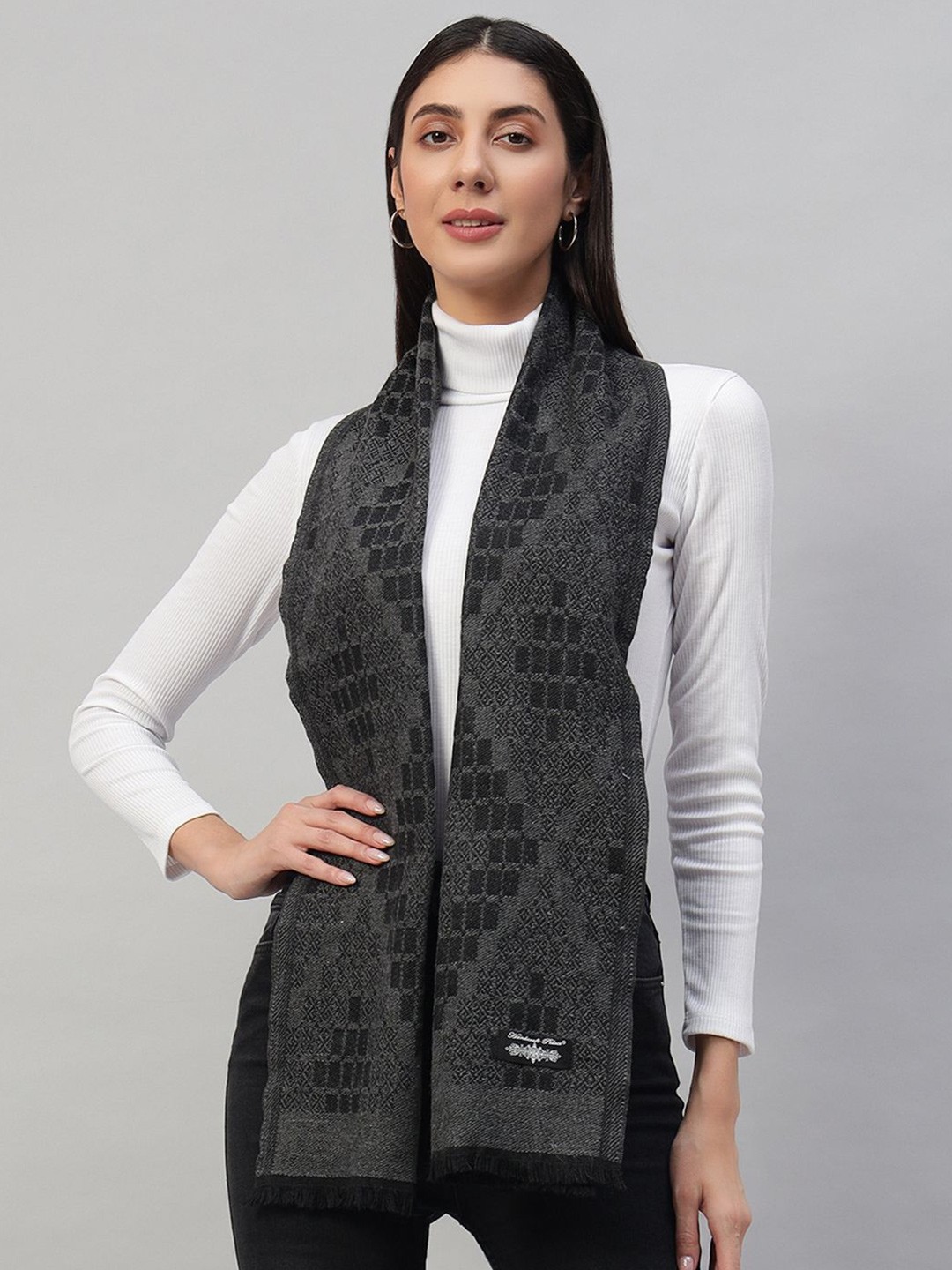 

HANDICRAFT PALACE Women Printed Scarf, Black