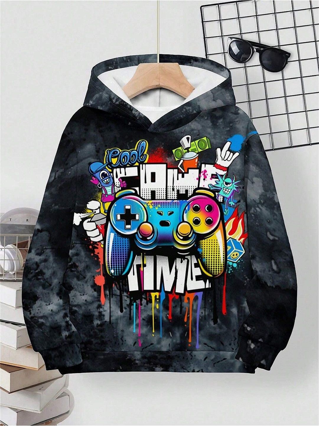

BAESD Boys Humour and Comic Printed Long Sleeves Sweatshirt, Black