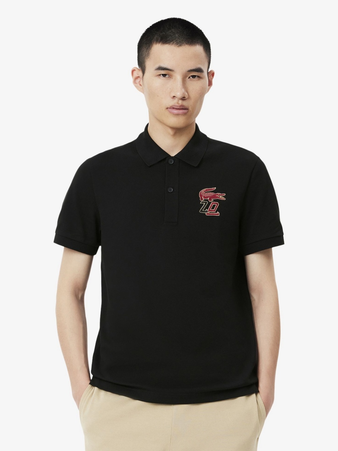 

Lacoste Men Polo Collar Applique T-shirt, Black