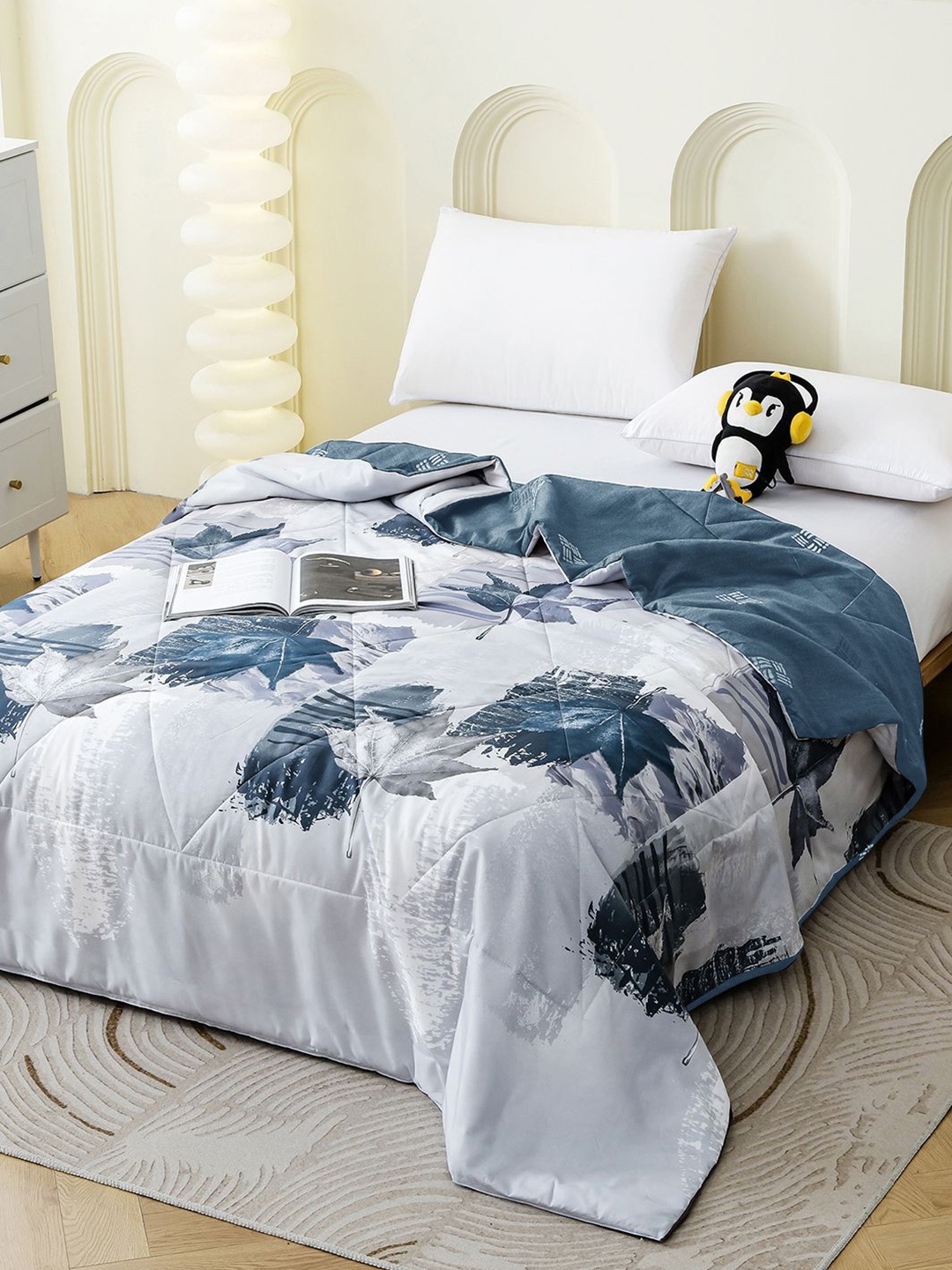 

Story@home White & Blue Floral Microfiber Mild Winter 240 GSM Double Bed Comforter