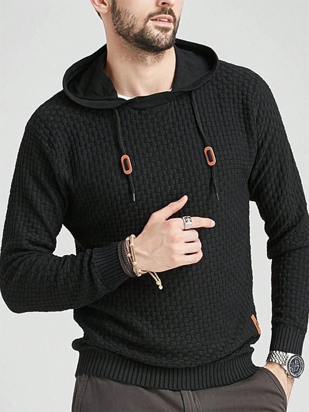 

StyleCast x Revolte Men Hooded Pullover Sweatshirt, Black