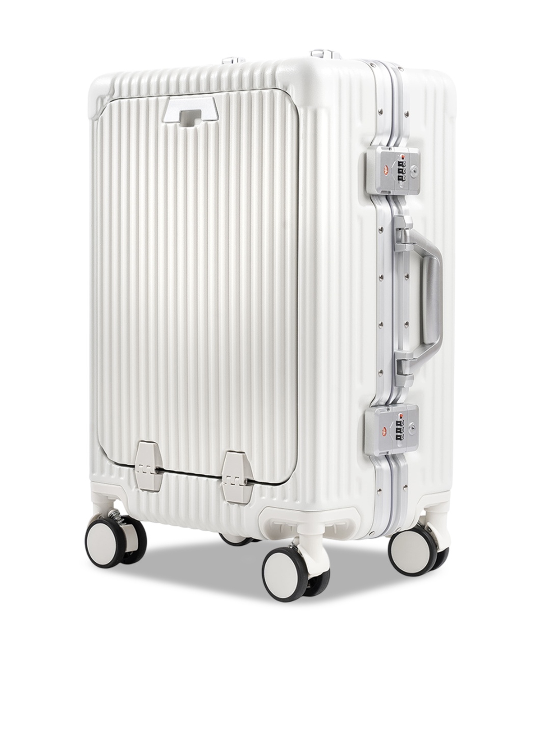 

PYB Women Hard Sided Cabin Trolly Suitcase, White