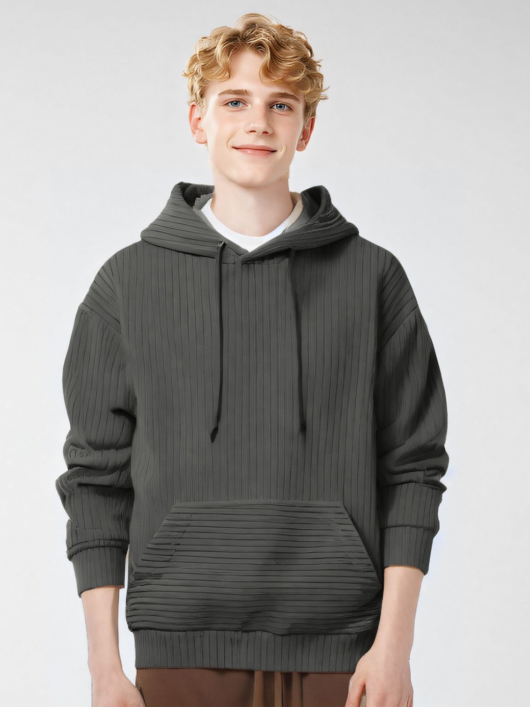 

StyleCast x Revolte Men Long Sleeves Hooded Sweatshirt, Grey