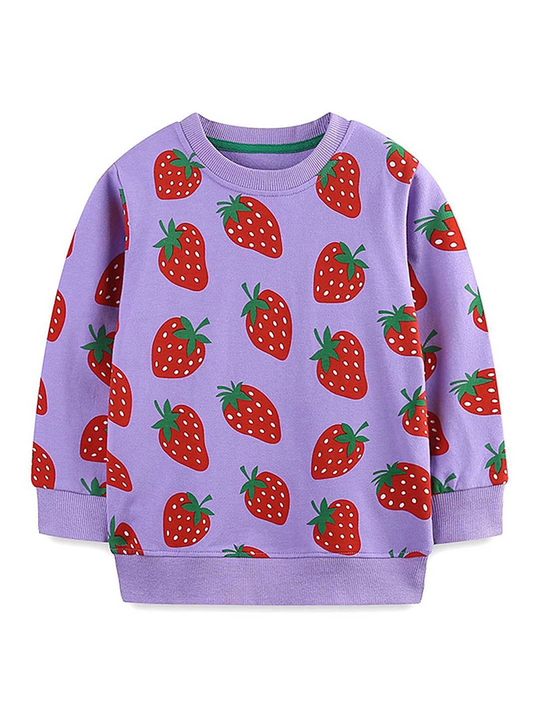 

LULU & SKY Girls Printed Round Neck Long Sleeves Pullover Sweatshirt, Purple