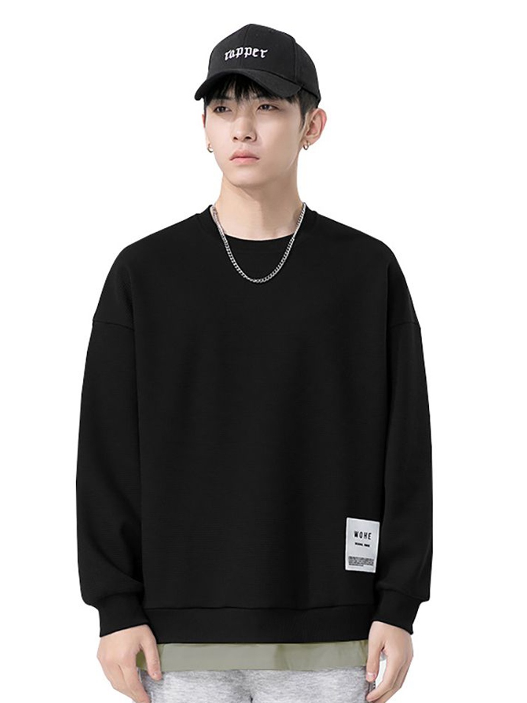 

StyleCast x Revolte Men Round Neck Pullover Sweatshirt, Black