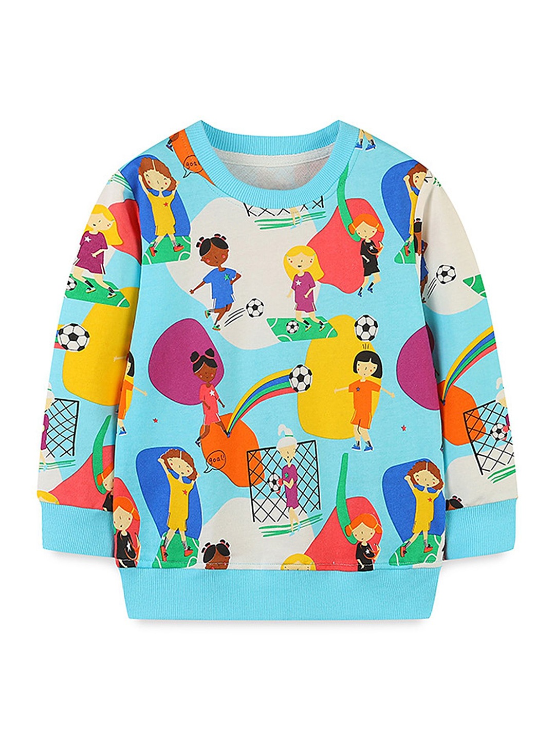 

LULU & SKY Girls Printed Round Neck Long Sleeves Pullover Sweatshirt, Blue