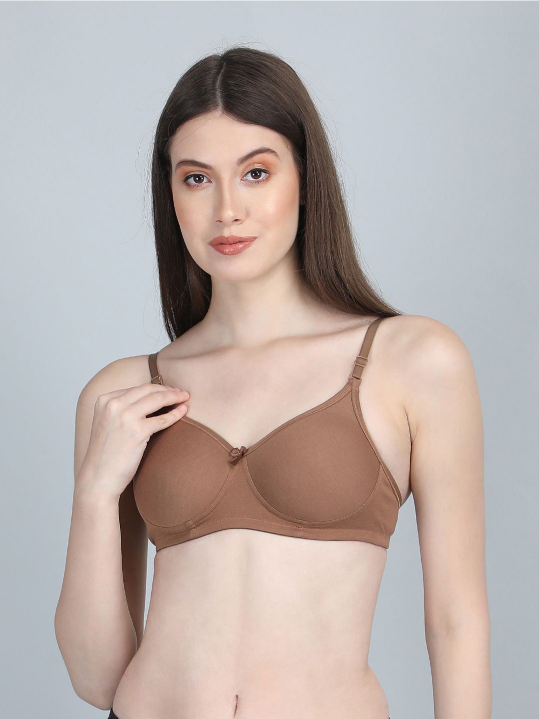 

Nakshu Women Full Coverage Lightly Padded Push-Up Bra, Brown