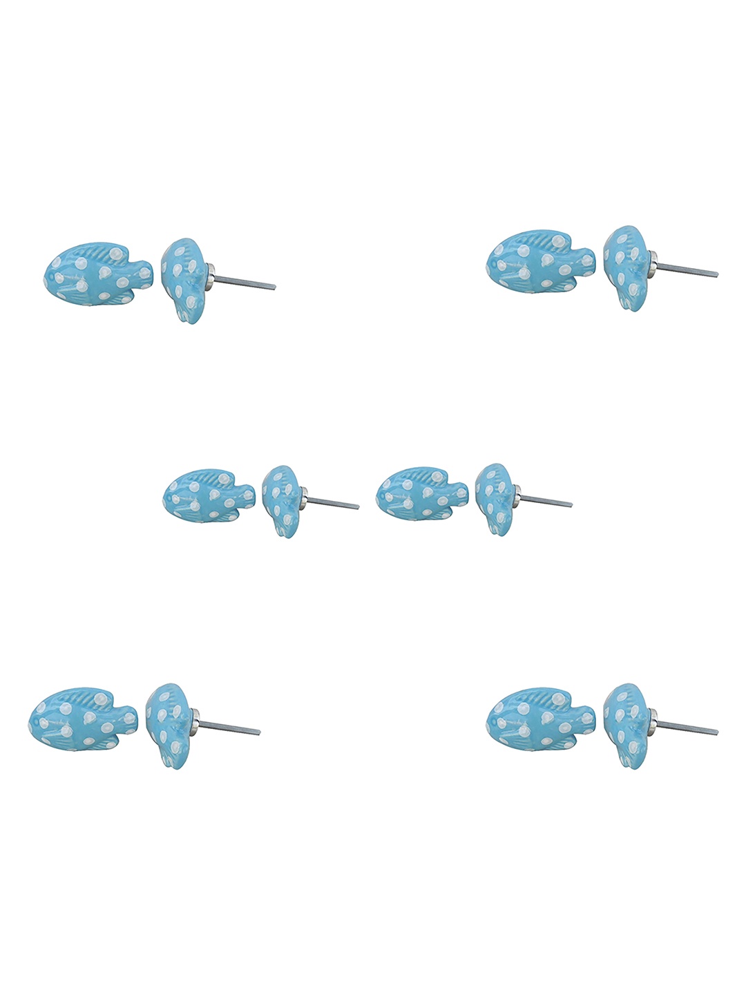 

Indianshelf 6Pcs Blue & White Textured Ceramic Fish Fauna Knobs