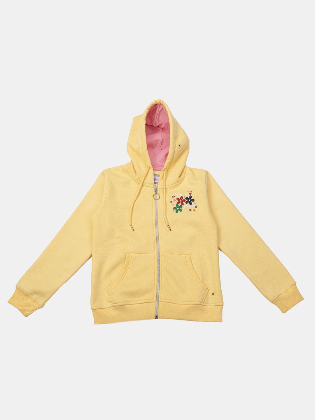 

Albion By CnM Girls Printed Long Sleeves Hooded Sweatshirt, Yellow