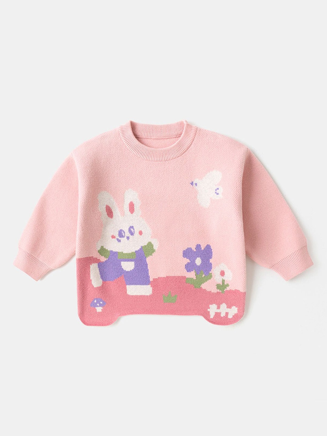 

LULU & SKY Girls Round Neck Long Sleeves Pullover, Pink