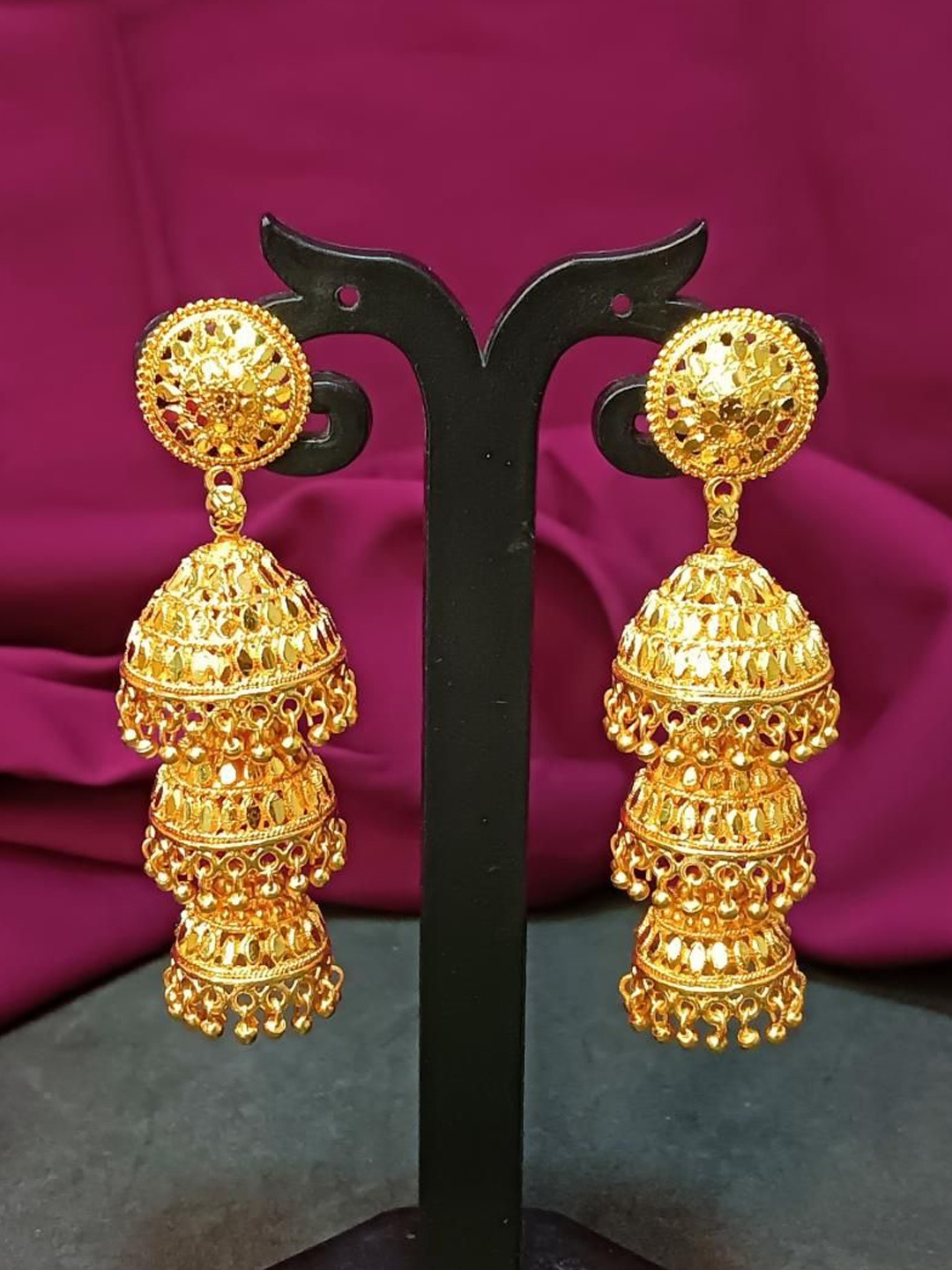 

Efulgenz Gold-Plated Dome Shaped Antique Jhumkas