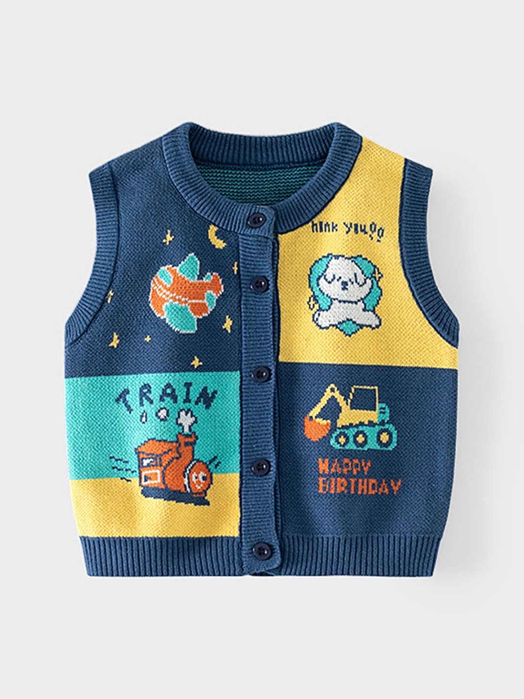 

LULU & SKY Kids Printed Cotton Sweater Vest, Blue