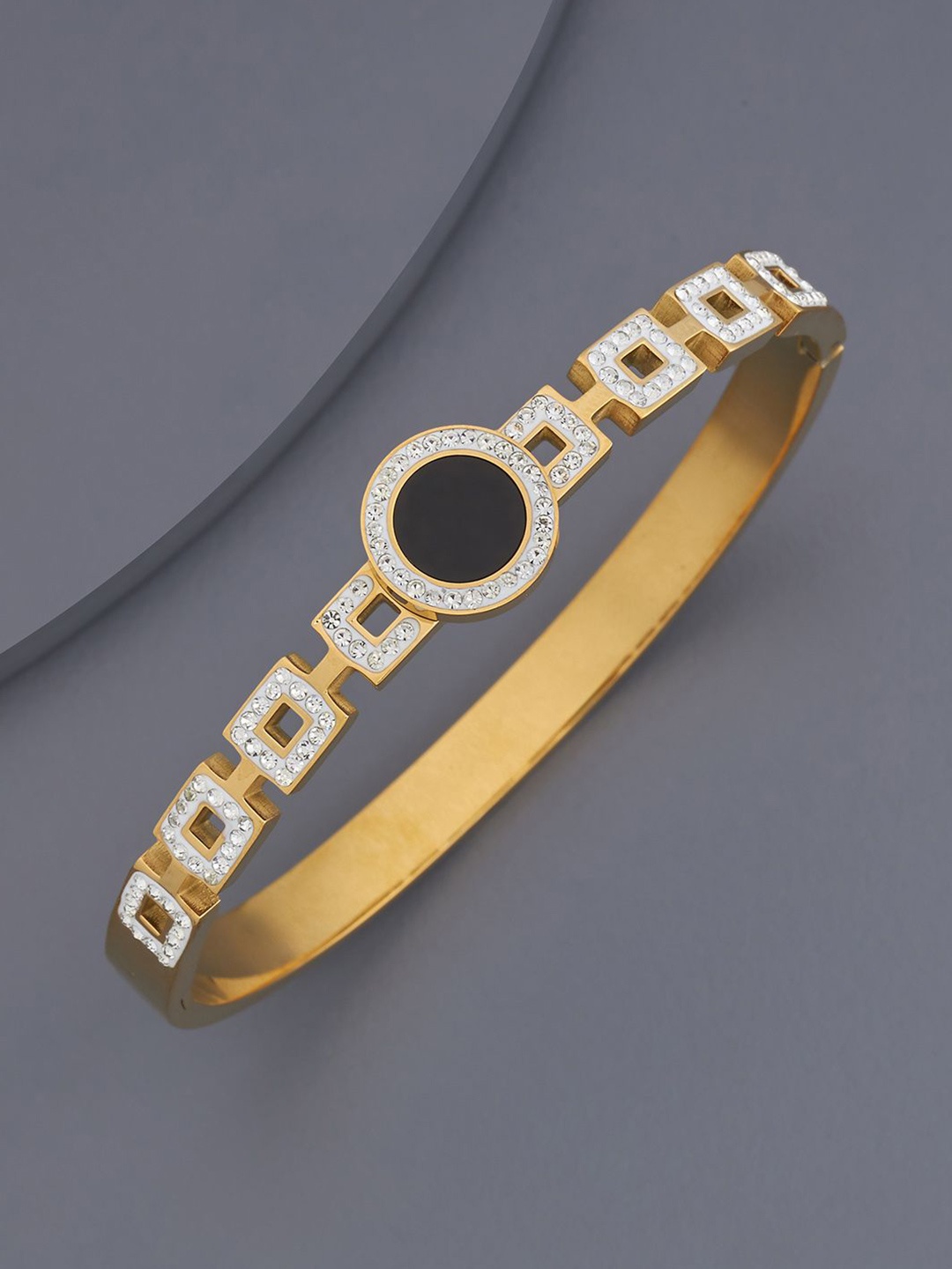 

Kushal's Fashion Jewellery Gold-Plated Zirconia Kada Bracelet
