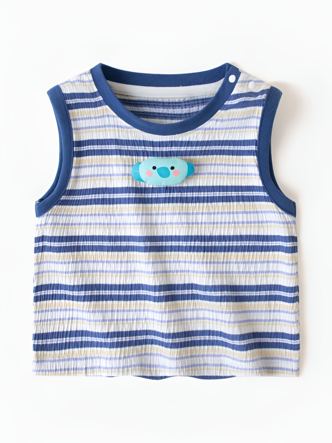 

LULU & SKY Boys Striped Round Neck Cotton T-shirt, Blue