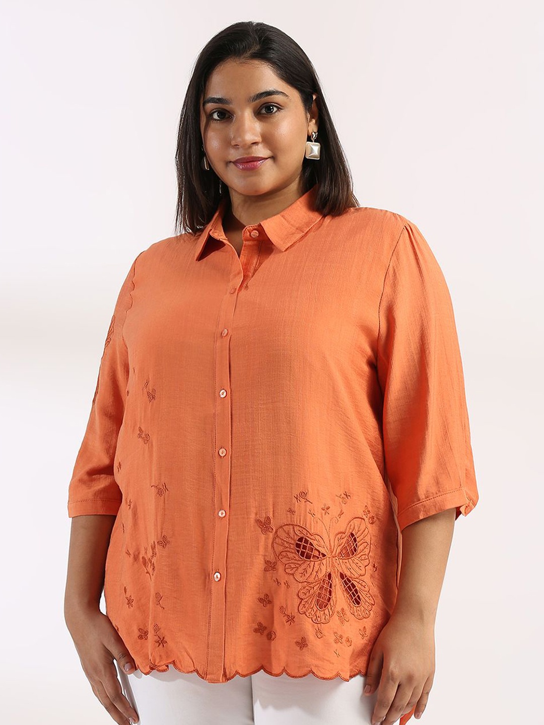 

Presence Women Straight Opaque Casual Shirt, Orange